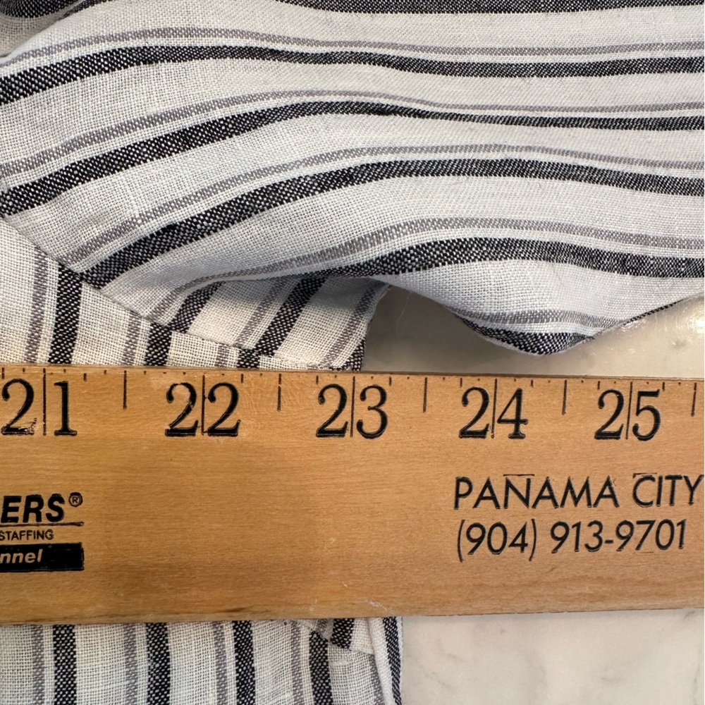 Coldwater Creek Womens Gray Striped 100% Linen 3/4 Sleeve Shirt XL Lagenlook Top - Picture 8 of 11